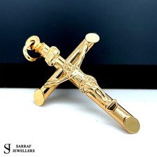9ct Genuine Yellow Gold Crucifix Cross Pendant Jesus Brand New 375 Hallmarked
