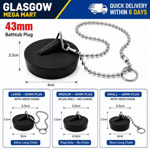 50mm rubber bath plug - 50mm,