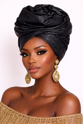 Black head wrap scarf - head,