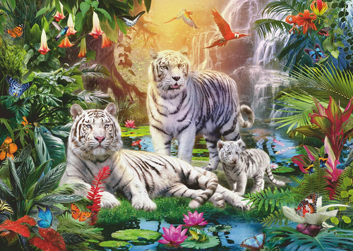 White tiger family 1000 piece - white,