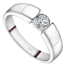   NEW Sterling Silver Cubic Zirconia CZ Silver Engagement / Wedding Band Ring