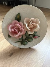 The Roses Of Capodimonte Handcrafted Collector Plate 1980s. Vintage Heirloom 