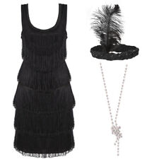 1920'S DELUXE BLACK FLAPPER DRESS FANCY DRESS COSTUME ADULTS CHARLESTON GATSBY