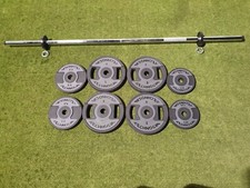 Technogym Weight Plates + Bar Top Quality Aerobics Bodybuilding 