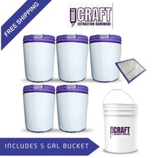 Bubble Hash Bag Kit 5 Gal x 5 Micron Bucket- Full Mesh Extraction Iceolator kit