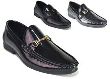 BOYS BLACK PATENT SHOES KIDS FORMAL LIGHT GOLD BUCKLE SLIP ON SHOE UK SIZE 2.5-7