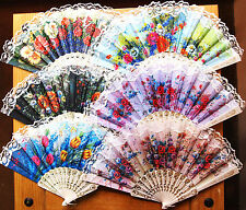 1xFlower Patterns Folding Hand Fans,Spanish Style,Wedding, Party,23cm