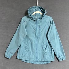 Fat Face Jacket 6 US Green Hooded Full Zip Wind Rain Pack Away Mac Lightweight