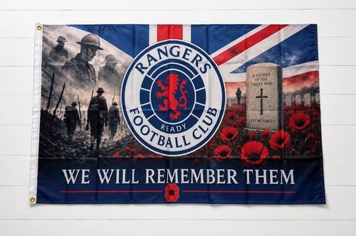 Rangers remembrance flag 5x3 - remembrance,