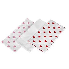 Set of 3 Cotton Tea Towels 50x70cm Red Pink Hearts Design Washable Kitchen Linen