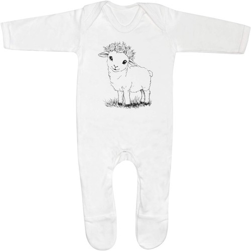 Cute lamb with floral crown - with, crown'