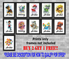 Personalised Paw Patrol kids Bedroom Wall Art Poster Print Picture Gift A5 A4 A3