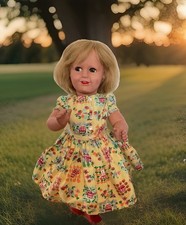 Vintage Pretty 1950s 60s Doll By Bonomi , Italy . 21” Tall , Real Hair  . VGC