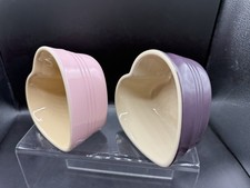 Le Creuset Stoneware Pink & Purple Heart Ramekin Ramekins Small Dishes X2 0.3l