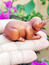 GX1595 - 20 Years Old 2" Hand Carved Boxwood Netsuke - Lovely Pig