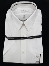 Van Heusen Men’s White Dress Shirt 17.5 Regular Fit Wrinkle Free Short Sleeve