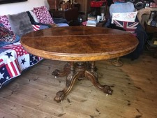 Antique Victorian Walnut Loo Table for restoration
