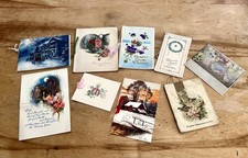 Lovely 9 x  Religious Vintage Christmas Cards Used ~ pre-1940s