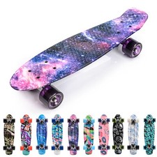 Skateboard Plastic Mini Cruiser 22" Retro Board  Kickboard Kids 10 COLOURS Gift