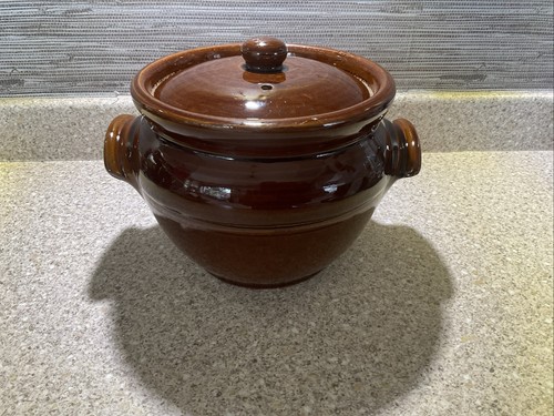 Brown glazed stoneware soup - glazed,
