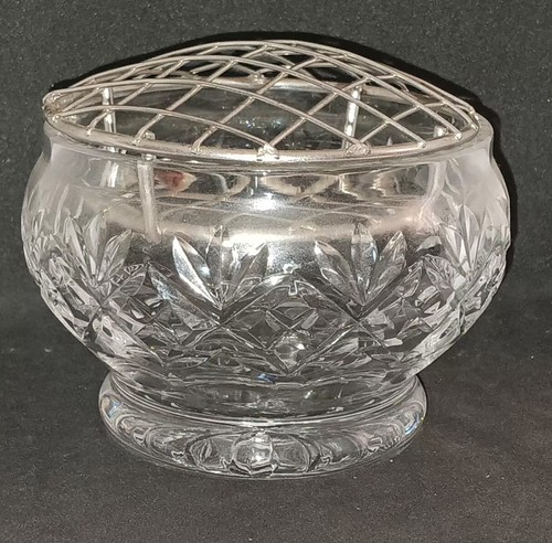 Cut glass rose bowl footed - cut,