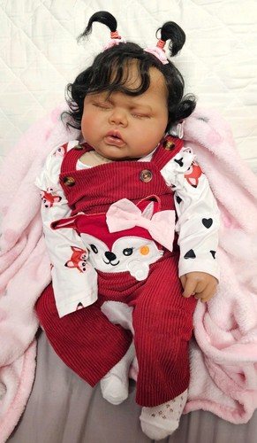 Reborn girl doll medium dark - reborn,