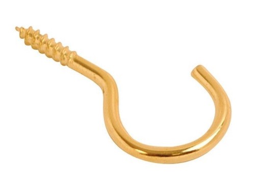 Screw hooks brass plated - hooks,