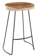 Elm Home And Garden Solid Hard Wood Black Metal Breakfast Bar Kitchen Café Stool