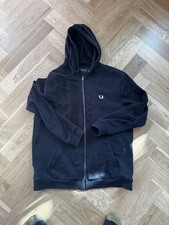 Fred Perry Hoody Black Rare Back Size Mens Large Great Condition Hoodies