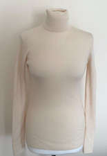 Uniqlo jumper M cream ribbed roll neck wool
