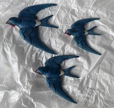 Set of 3 Vintage Flying Swallows wall plaques 