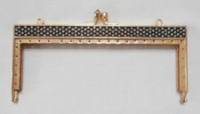 BN Vintage 1950's Gold Metal Evening Handbag Frame w/ Rhinestone Trims Deadstock