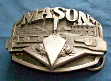 2# pewter belt buckle mason c 1988 made in U.S.A