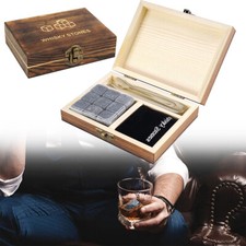 9PC Whiskey Stones Whiskey Stones Gift Set Luxury Wooden Gift Box
