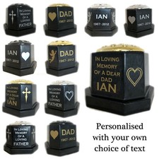 Grave Memorial Vase - Personalised Memory Tribute Flower Crem Rose Pot -Any Text