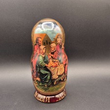 Russian Nesting Dolls (5) Hand Painted Matryoshka Nativity Religious 7" Signed