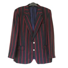 Brook Taverner Boating Blazer Striped 100% Wool Blue Red Green Mens UK 44 Reg