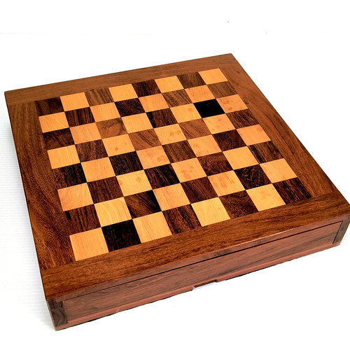 Walnut inlaid chess board - chess,