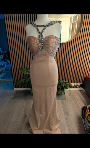 Sherri hill nude jersey beaded - nude,
