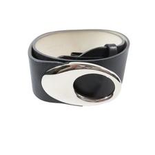 BVLGARI Bulgari Leather Luxury Round Buckle Sash Belt Cummerbund Waist Mark Blac