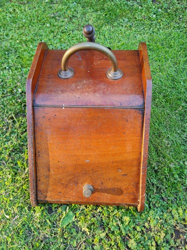 Edwardian wooden coal scuttle - wooden,