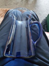 Blue Glass Jug 17cms Tall 1 Ltr