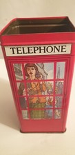 Vintage Retro Metal Iconic British Style London Telephone Box Booth, Money Box