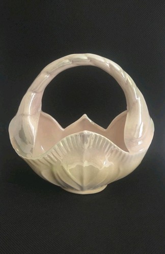 Vintage leaf basket vase - vintage,