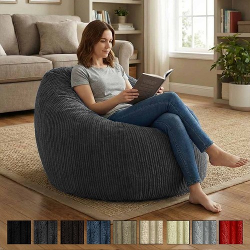 Jumbo cord beanbag chair - beanbag,