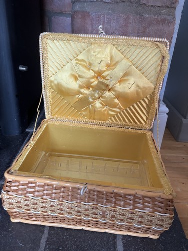 Vintage wicker sewing box - vintage,