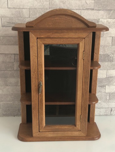 Vintage wood curio cabinet - wood,