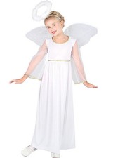 Childrens Size White Nativity Angel Costume Kids Christmas Fancy Dress