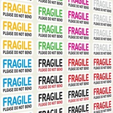 100 x FRAGILE Stickers Sticky Labels Self Adhesive PLEASE DO NOT BEND 40mmx15mm