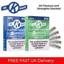 OK Vape Ecig Cartomisers Cigalike Refills 5pk | All Flavours & Strengths